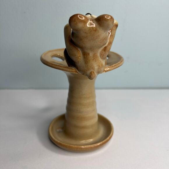 Vintage 70s Signed John Nishio Studio Art Pottery Teddy Bear Toothbrush Holder - Picture 5 of 10